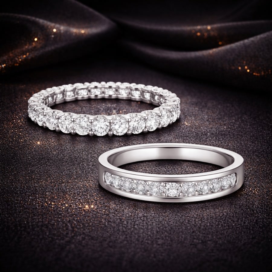 Eternal Anniversary Duo – 1.5 CTW Eternity Band & 1 CTW Half Eternity Channel Set Band (F-G SI)