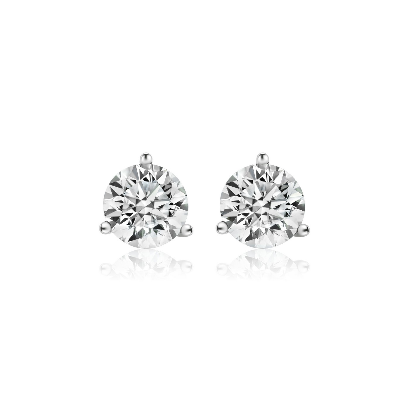 Lab Grown Three Prong Martini Diamond Stud Earrings (2 ctw)