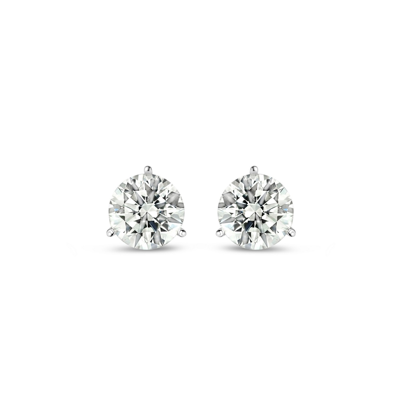 Lab Grown Three Prong Martini Diamond Stud Earrings (2 ctw)