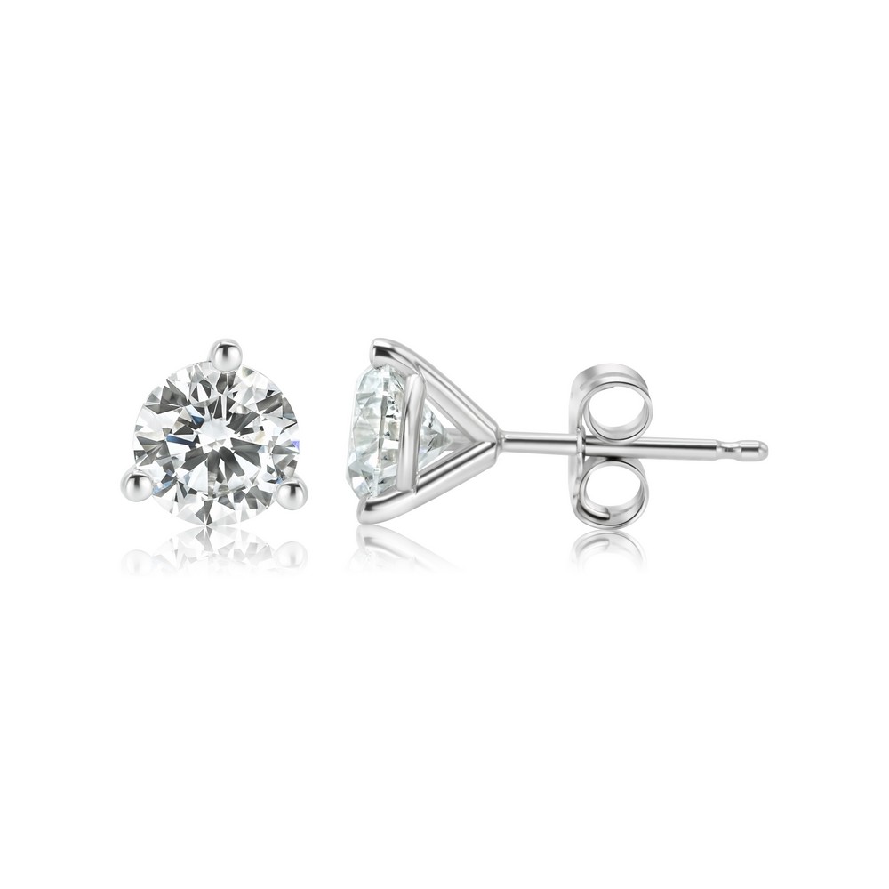 14K White Gold Lab-Created Diamond 3-Prong Martini Stud Earrings (1.50 ...