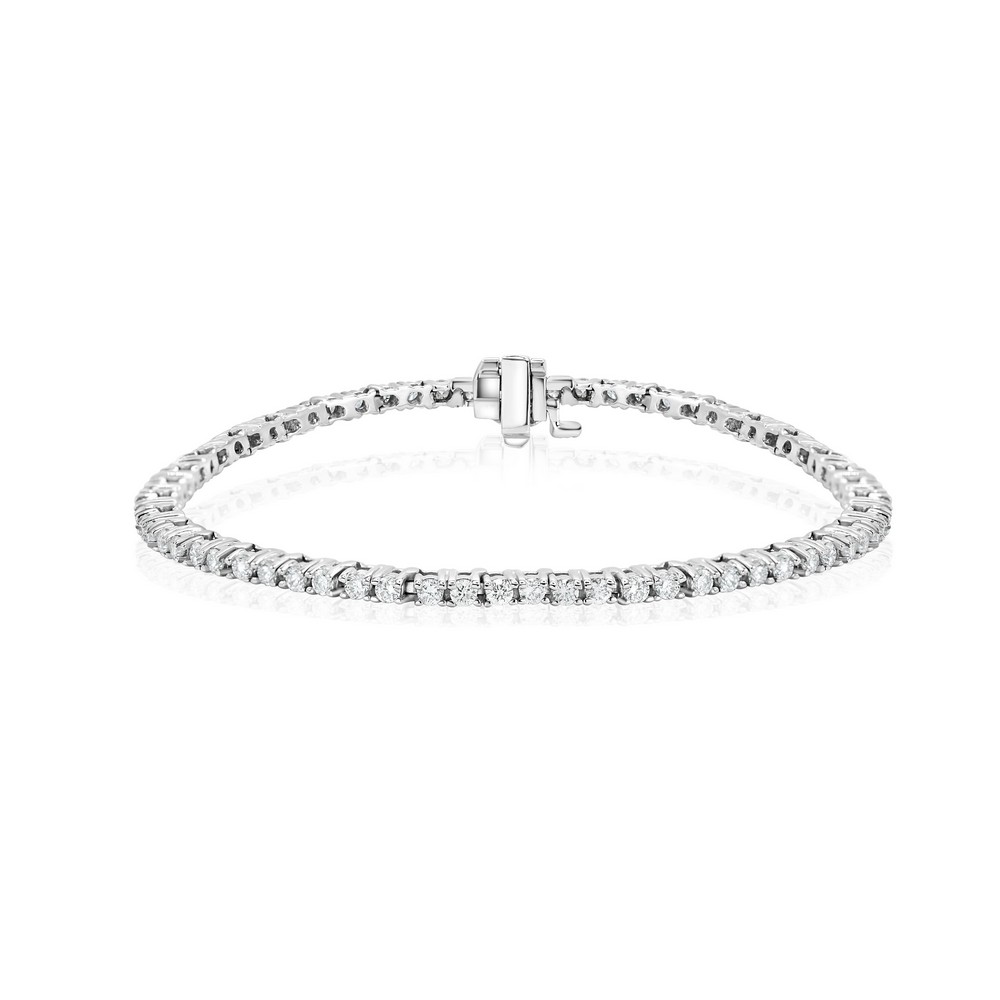 14K White Gold Lab-Created 4-Prong Diamond Tennis Bracelet (2 CTW F-G SI)