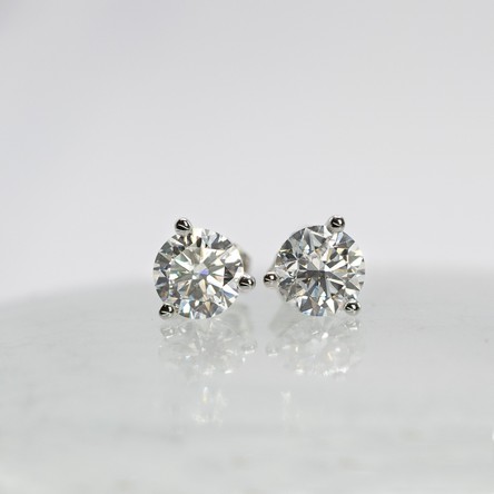 14K White Gold Lab-Created Diamond 3-Prong Martini Stud Earrings (1.50 ...