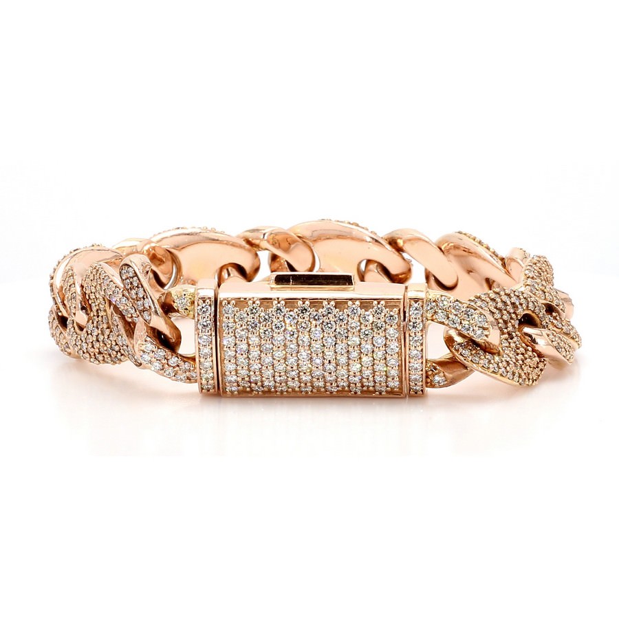 14K Gold Pave Cuban Link Bracelet