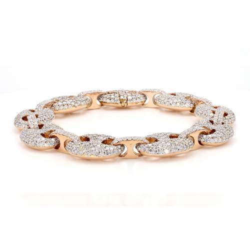 14K Gold Puff Mariner Link Bracelet