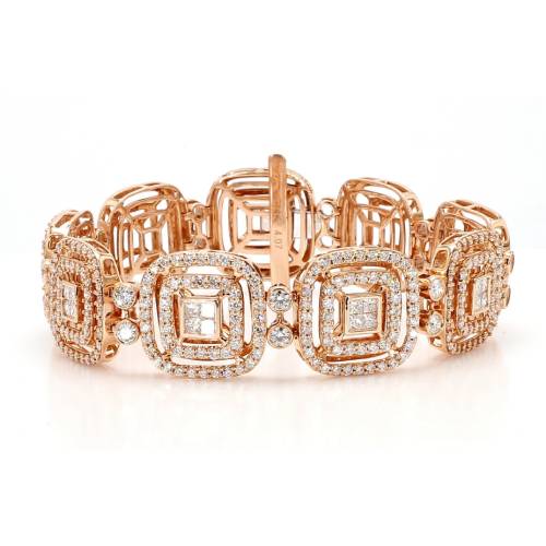 14K Gold Quad-Halo Statement Link Bracelet