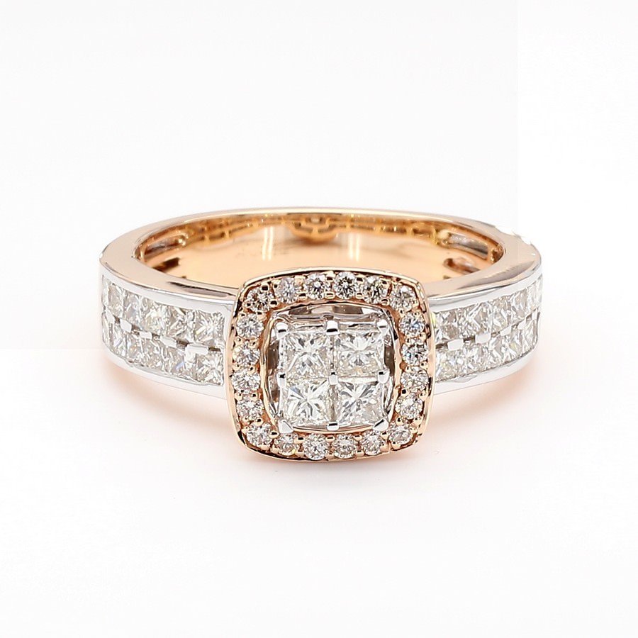 14K Gold Quad-Halo Statement Ring