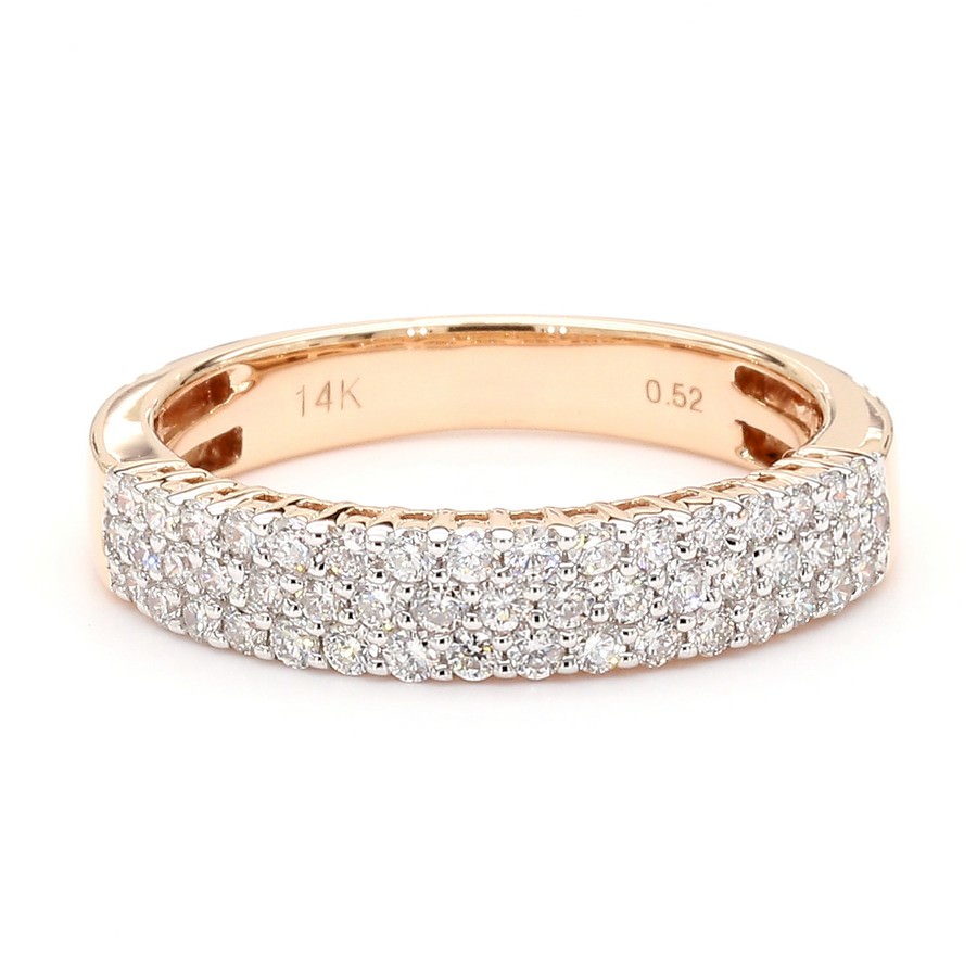 14K Gold Triple-Row Pave Semi-Eternity Band
