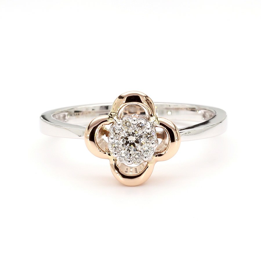 14K Gold Floral Clover Ring