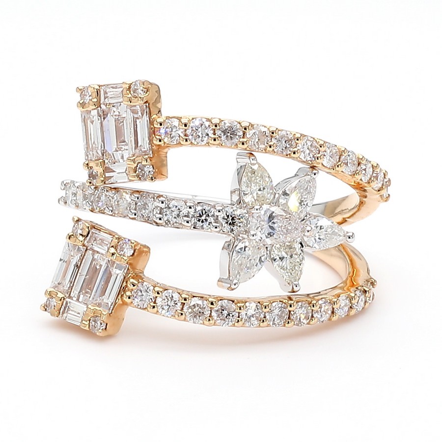 14K Gold Multi-Station Celestial Bypass Ring