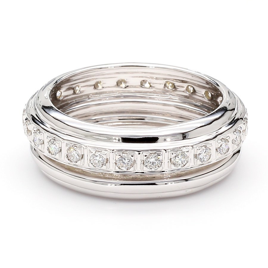 14K Gold Bezel-Set Spinner Band