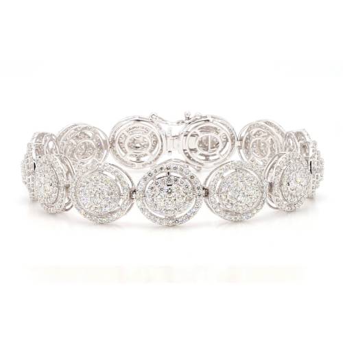 14K Gold Double-Halo Circle Station Bracelet