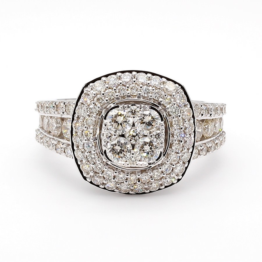 14K Gold Double-Halo Statement Ring