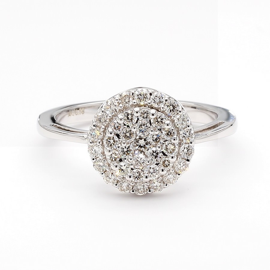 14K Gold Halo Round Cluster Ring