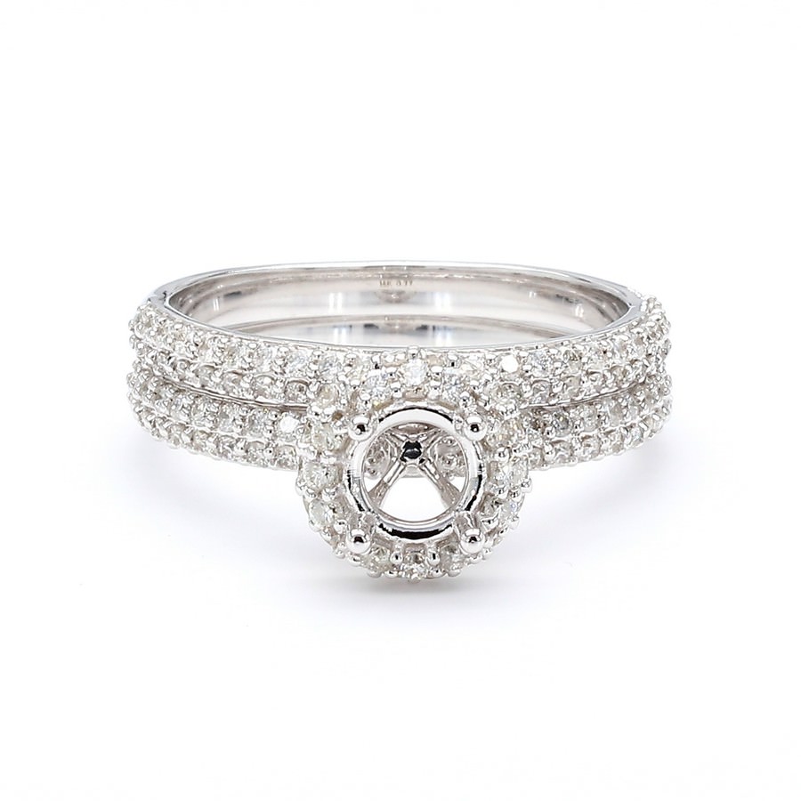 14K Gold Halo Semi-Mount Ring