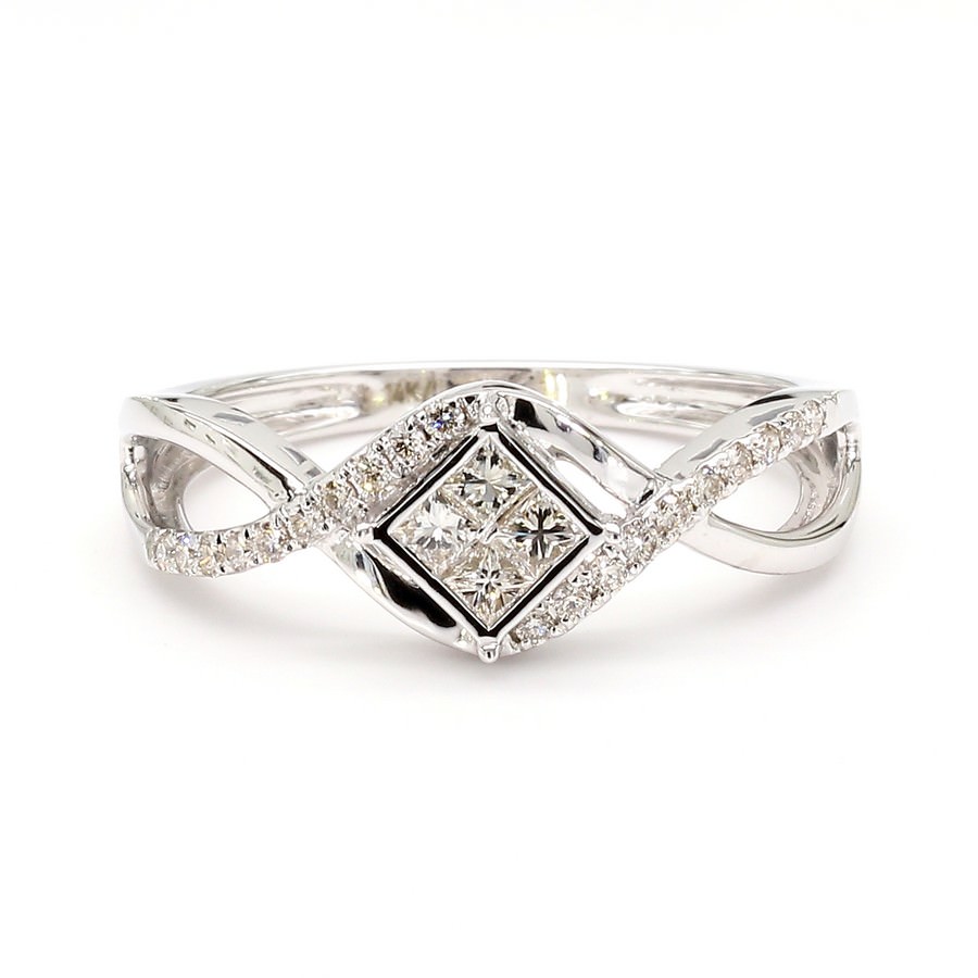 14K Gold Princess-Cut Quad Infinity Halo Ring