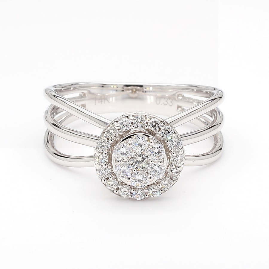 14K Gold Triple-Shank Cluster Ring