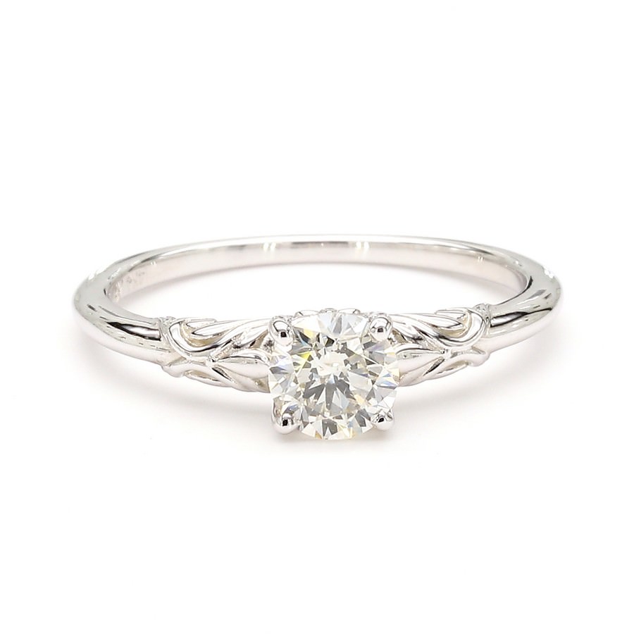 14K Gold Vine Solitaire Ring