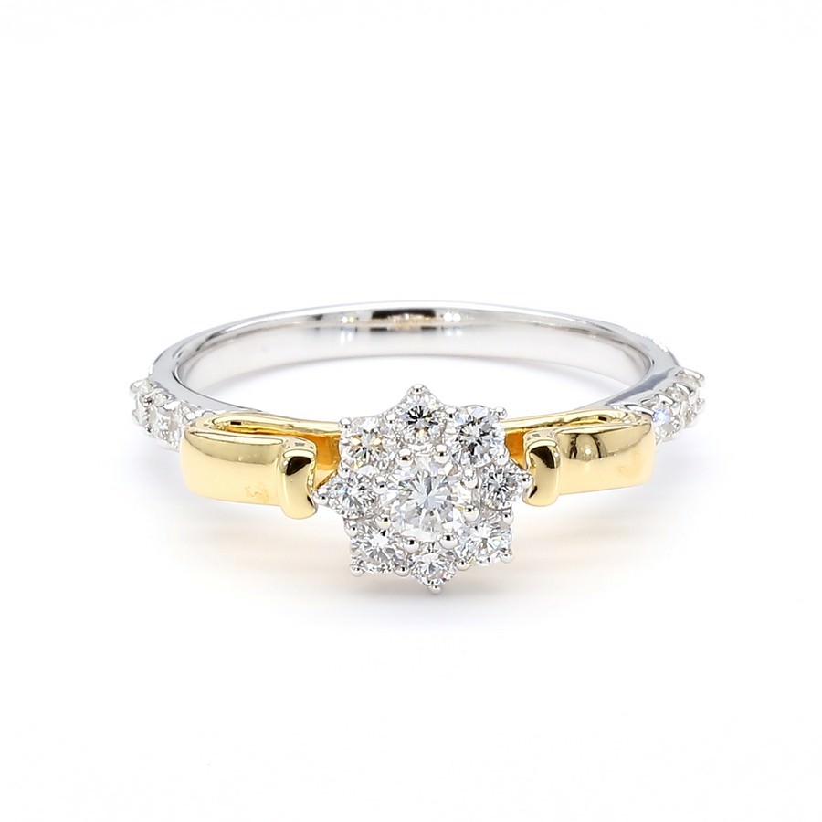 14K Gold Bow-Cluster Engagement Ring