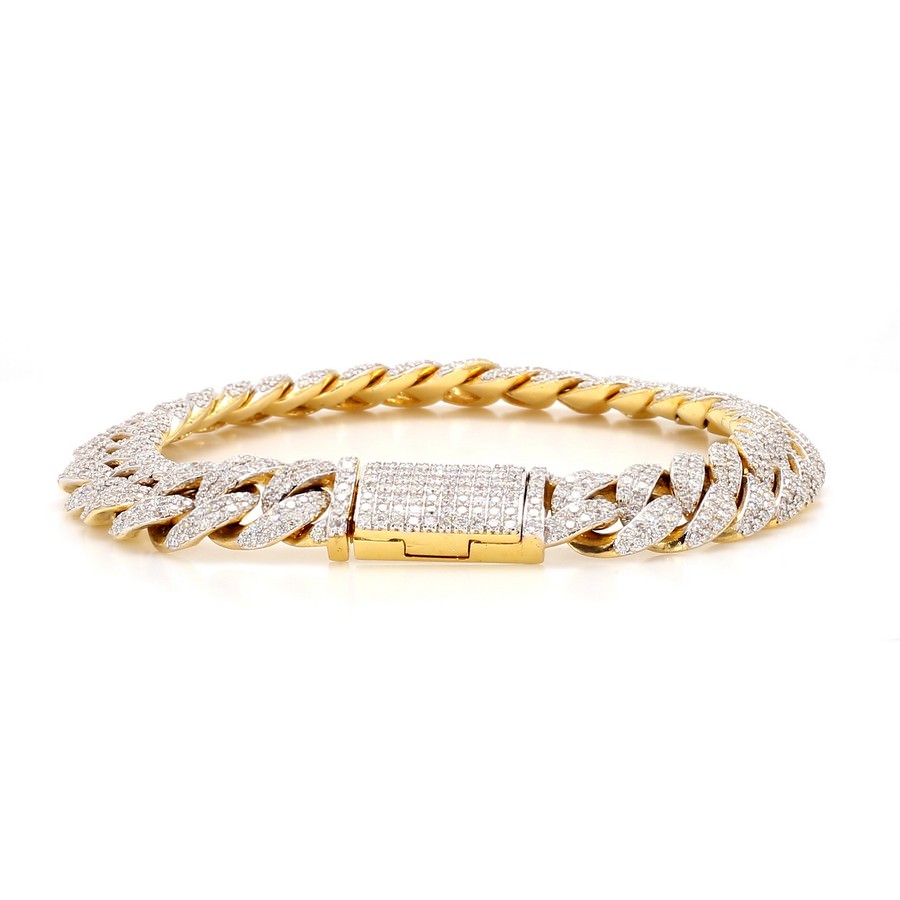 14K Gold Pave Cuban Link Bracelet