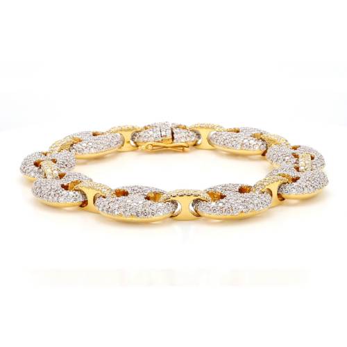 14K Gold Puff Mariner Statement Bracelet